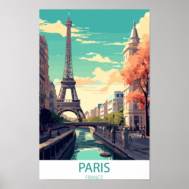 Paris France, Eiffel Tower Travel Wall Poster (Frente)