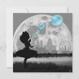 PARIS Little Girl Fazer Blue Bubble Art Card