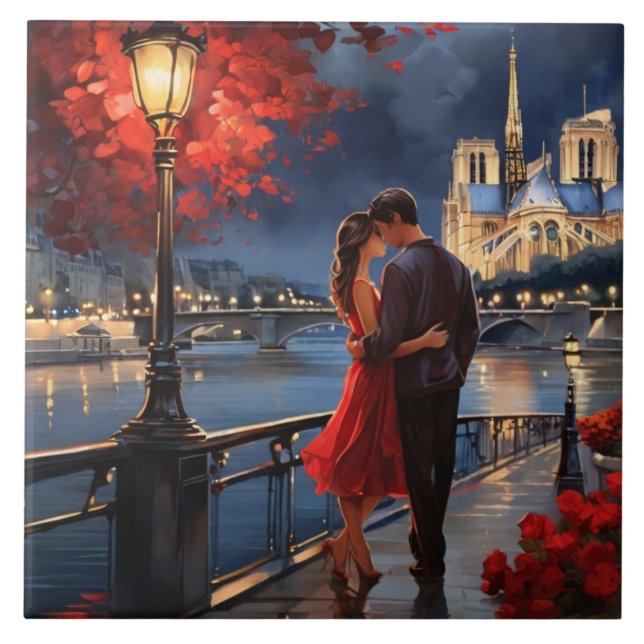 Paris Love: Romantic Couple Seine River Notre Dame (Frente)