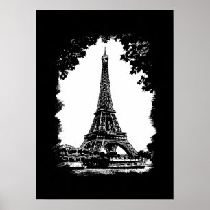 Paris, o poster da ilustração da torre Eiffel