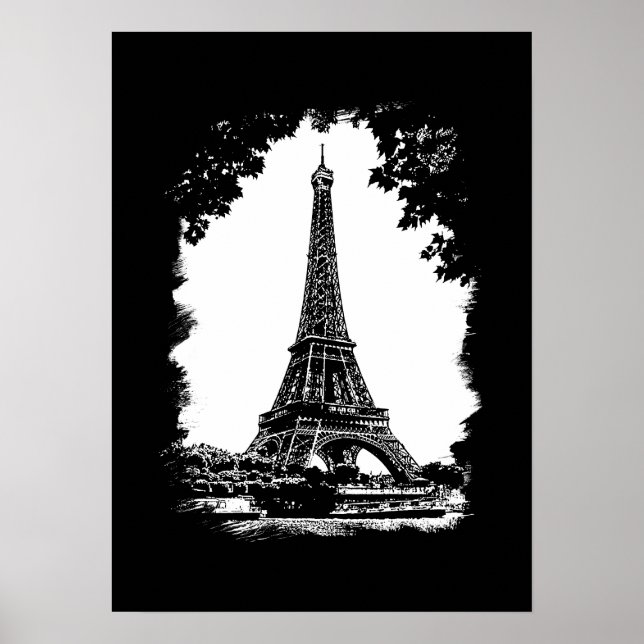 Paris, poster de Ilustração da Torre Eiffel (Frente)