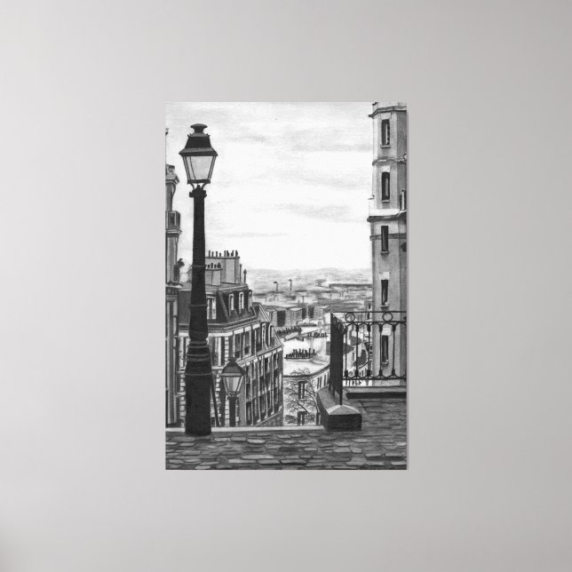 Paris Street Stretched Canvas Print (Frente)