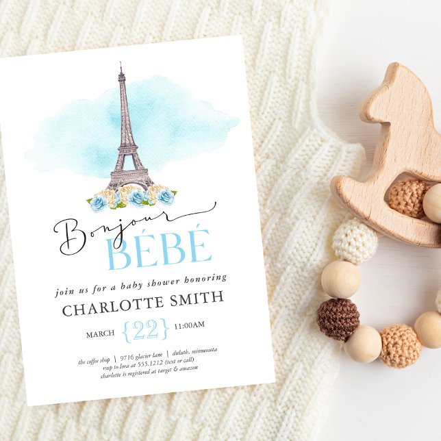 Paris Themed Bonjour Bébé Convite para Chá de fral (Criador carregado)