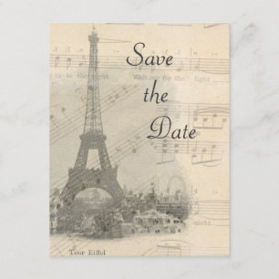 Paris Vintage Music Casamento Salve o Cartão de Da