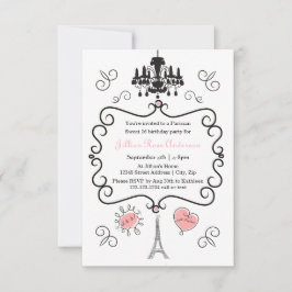 Parisiense - Convite de aniversário 3x5