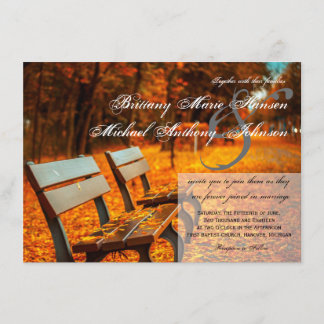Park Bench Fall Deixa Convites De Casamento
