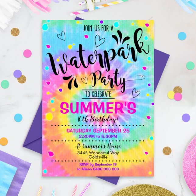 Parque de Águas do Convite de festas de Waterpark  (Waterpark Party Invitation. Perfect design for your next Water Park Birthday Party!)