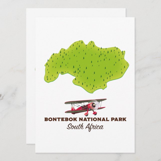 Parque Nacional Bontebok mapa da África do Sul (Frente/Verso)