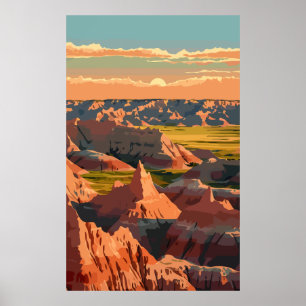 Parque Nacional das Badlands - Retro Impressão