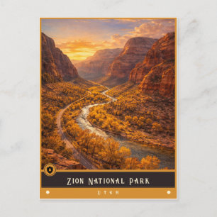 Parque Nacional de Zion Utah Cartão Postal Antig