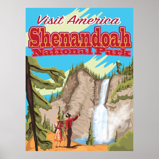 Parque Nacional e Poster de viagens de Shenandoa (Frente)
