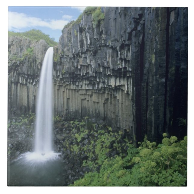 Parque Nacional Skaftafell, cascata Svartifoss, (Frente)