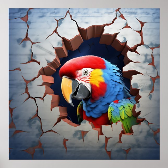 Parrot Bird Breaking Out Impressão Trabalho de art (Frente)
