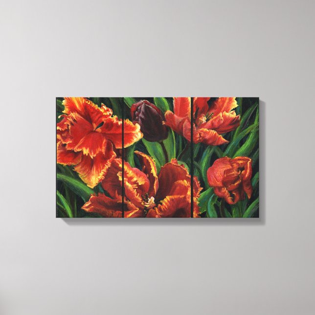 "Parrot Tulips Triptych" Tela Impressão (Frente)