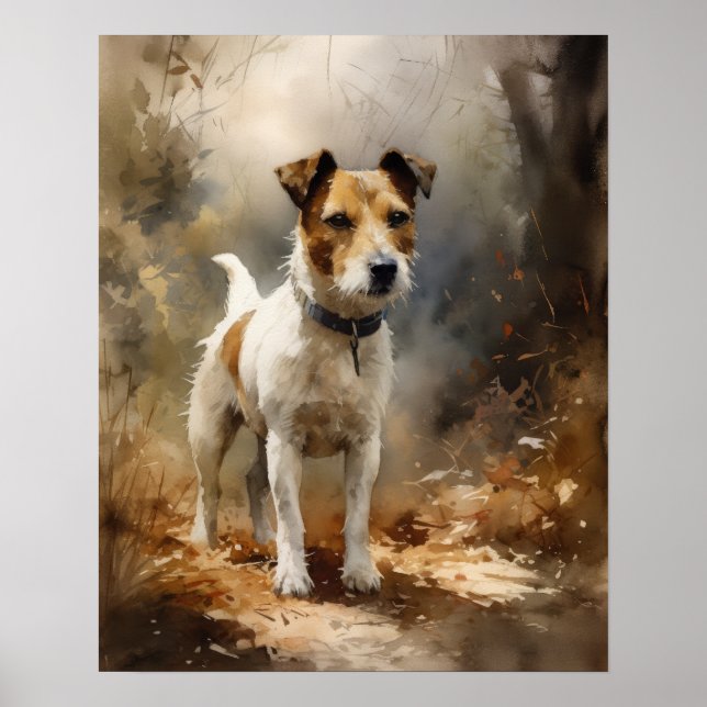 Parson Russell Terrier Dog Art Impressão Poster (Frente)