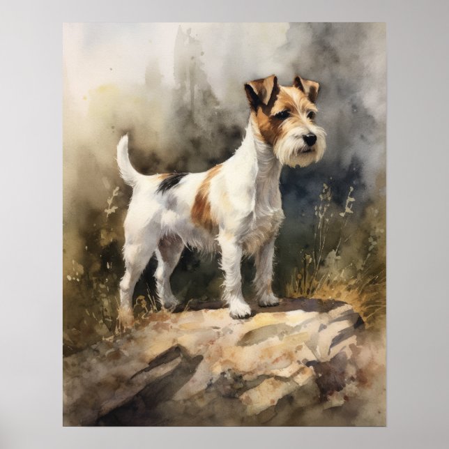 Parson Russell Terrier Dog Art Impressão Poster (Frente)