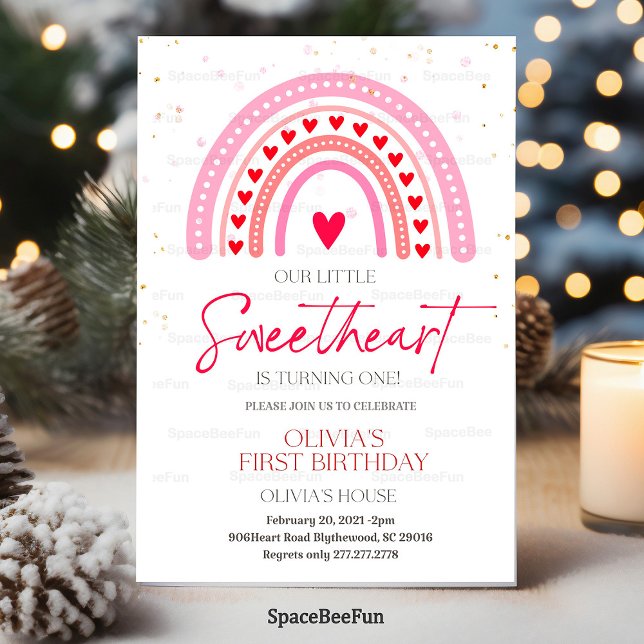 Parte do Namorados de Convite para primeiros anive (Valentine's day,1st Birthday,Invitation,Valentine Party,Invite Sweetheart,First Birthday,Red Heart p)