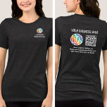 Parte frontal Logotipo impresso personalizado e có<br><div class="desc">Crie os camisetas digitalizáveis com o logotipo de sua empresa impresso e personalizado para anúncios de promocionais de negócios ou uniformes de funcionários. Para criar seu próprio código QR usando o gerador, basta digitar o URL do site no modelo. Todas as palavras são simples de personalizar ou excluir. As cores,...</div>