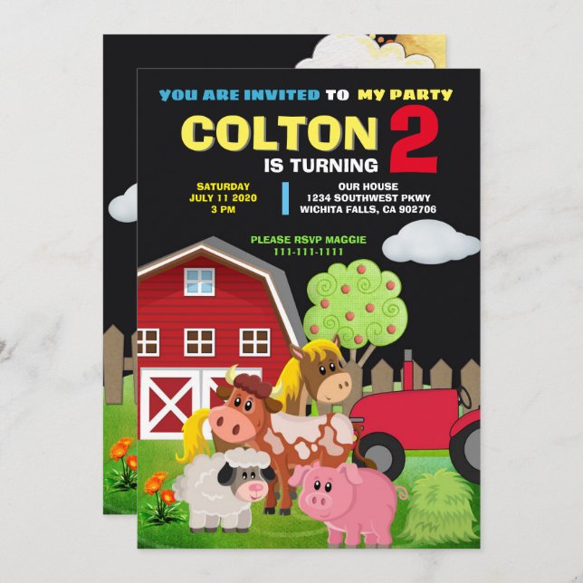 PARTE NO CONVITE DE ANIVERSÁRIO DE FAZENDA (Frente/Verso)