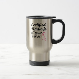 Parteira certificada em sua caneca de viagem da