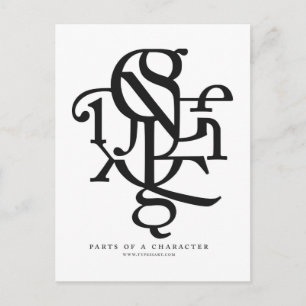 Partes de um cartão poste de caracteres
