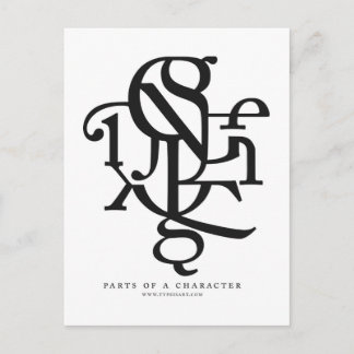 Partes de um cartão poste de caracteres