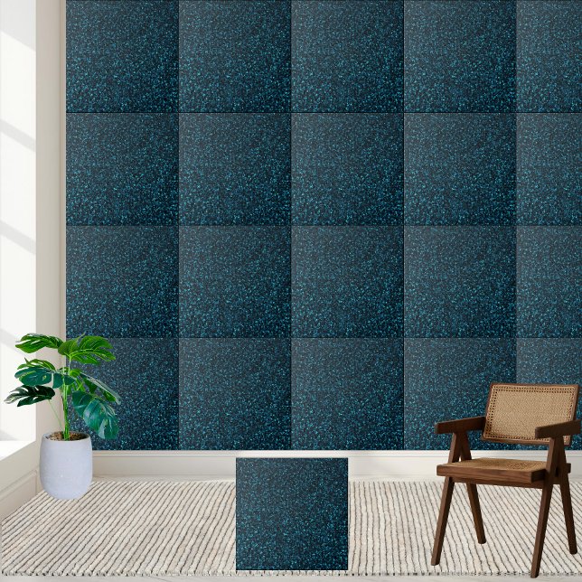 Partícula Azul-Luminosa Radiante (Radiant Eye-catching Blue Glitter Particle Ceramic Tile)