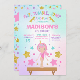 Partido da ginástica do unicórnio do convite da