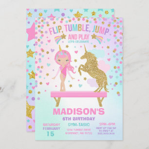 Partido da ginástica do unicórnio do convite da