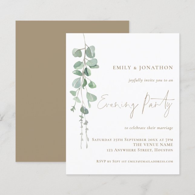 Partido da Noite de Casamento Eucalyptus no Orçame (Frente/Verso)