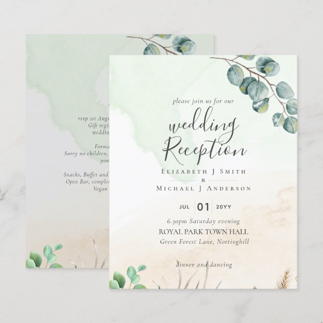 Partido da Recepção de casamento Eucalyptus Greene (Frente/Verso)