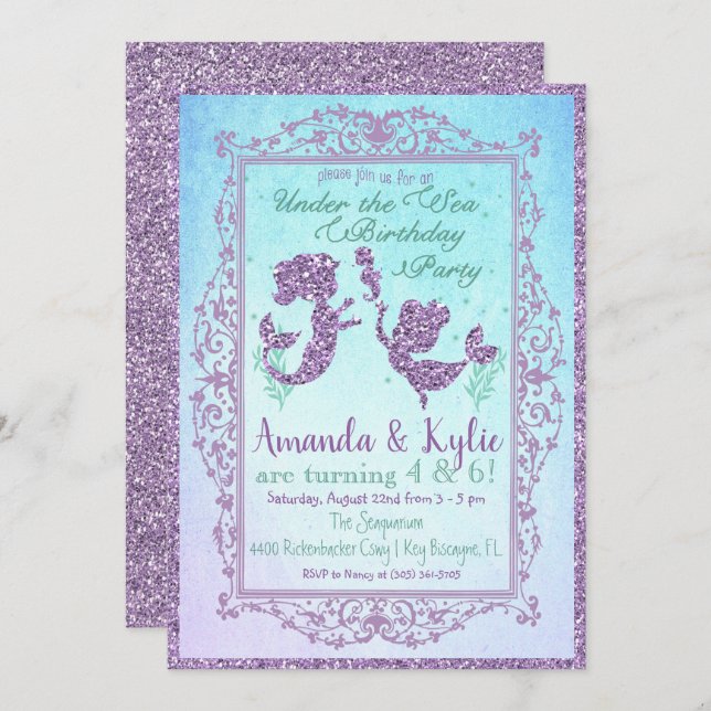 Partido da Sereia DUAL Sob o Cartão de Aniversário (Frente/Verso)