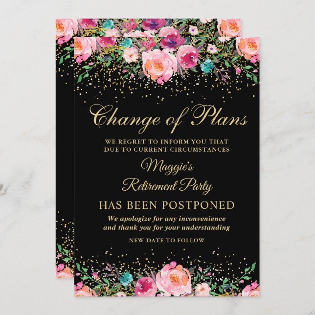 Partido de Aposentadoria Floral de Anúncio Adiado (Frente/Verso)