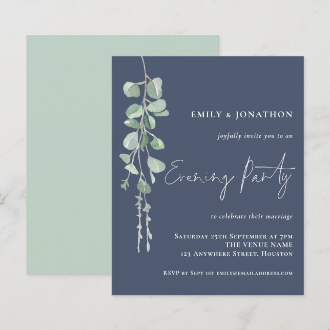 Partido de Casamento Eucalyptus de Orçamento Azul (Frente/Verso)