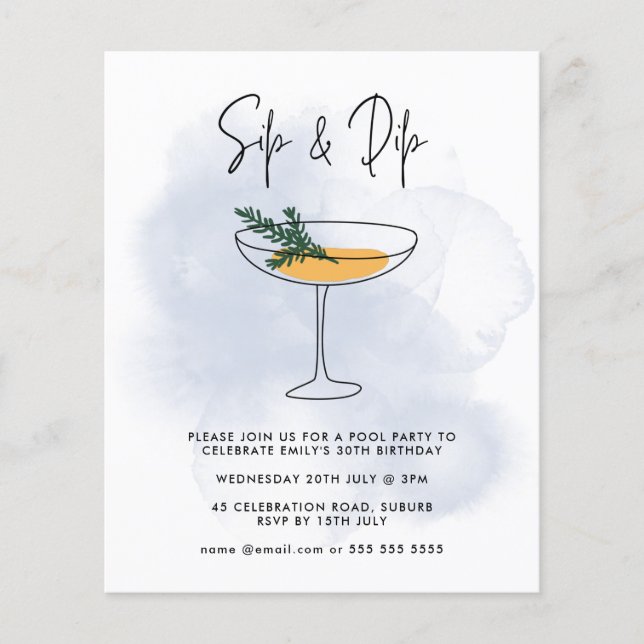 Partido de Piscina de Coquetel de Dip e Sip de Orç (Frente)