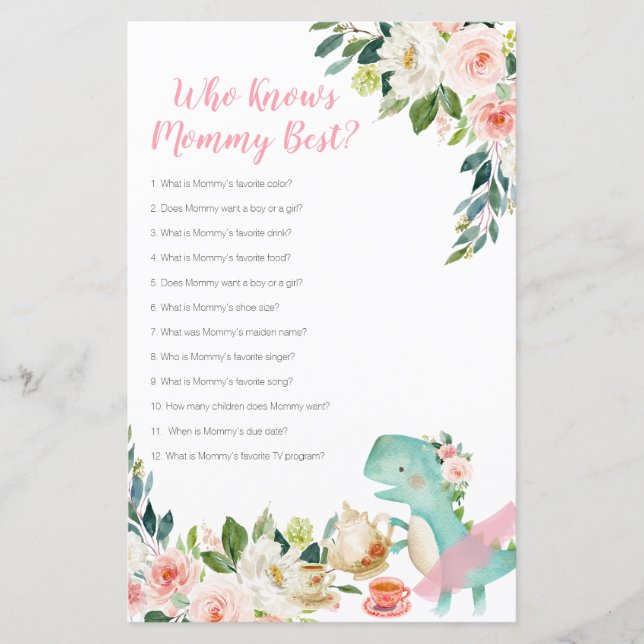 Partido Dinossauro Tea Que Conhece Melhor A Mamãe (Frente)