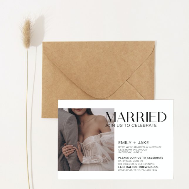 Partido do Anúncio de Casamento Fotográfico Modern (Wedded Bliss! Join Our Post-Wedding Bash 🥂🎉 [Customize Here])