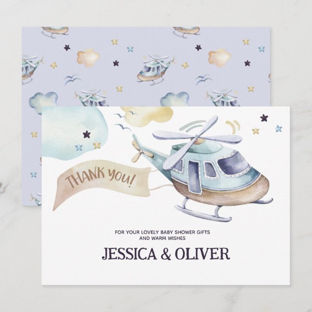 Partido do Helicóptero de Aquarela em Cartões de a (Frente/Verso)