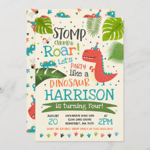 Partido do rugido do dinossauro do convite do
