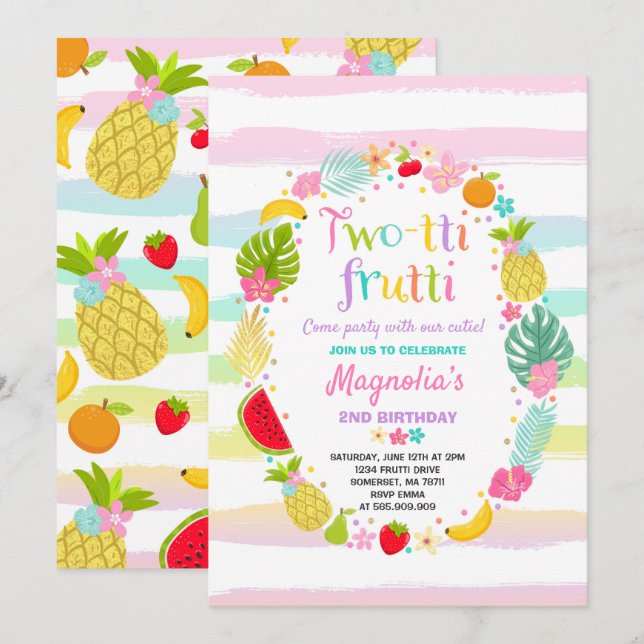 Partido do segundo aniversário de Convite de festa (Frente/Verso)