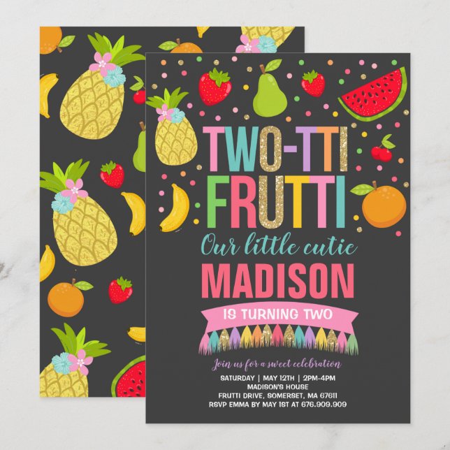 Partido do segundo aniversário do Convite de festa (Frente/Verso)