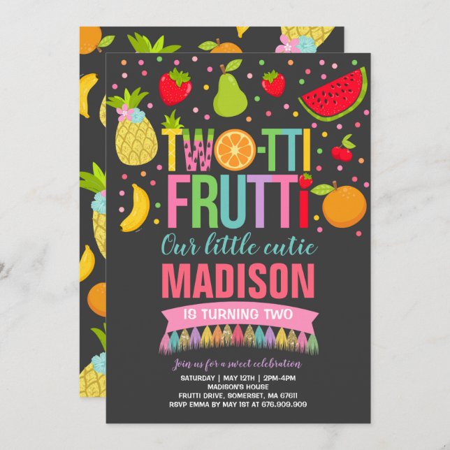 Partido do segundo aniversário do Convite de festa (Frente/Verso)