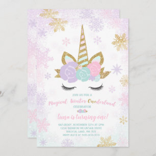 Partido do unicórnio do inverno do convite do