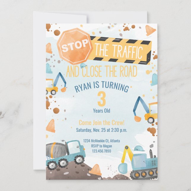 Partido dos Convites de aniversário de Construção (Frente)