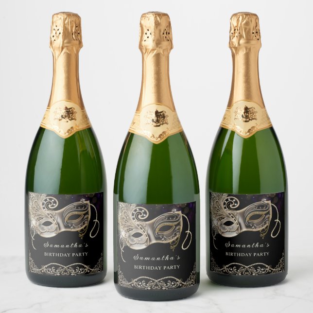 Partido Dourado Púrpura Mascarada Personalizado (Garrafas)