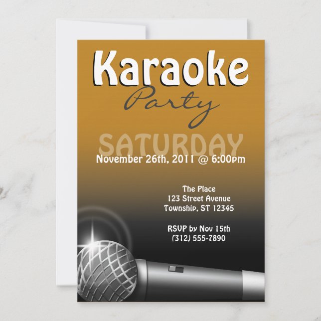 Partido Karaoke - Convites Laranja (Frente)