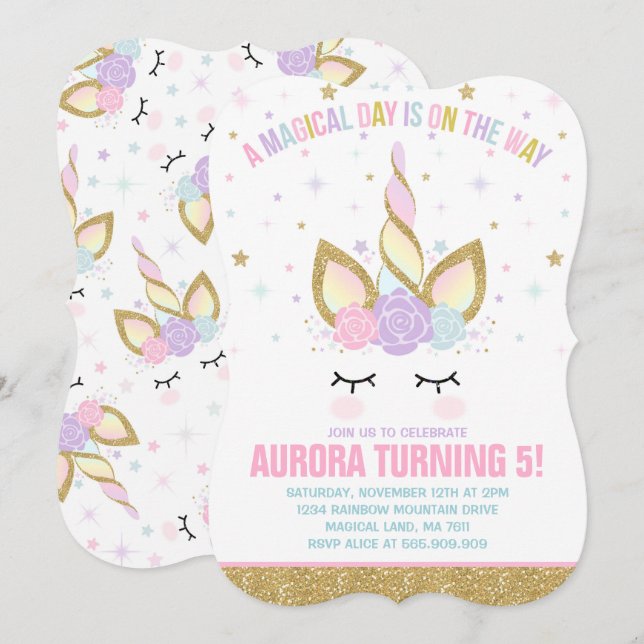 Partido mágico do unicórnio do convite do (Frente/Verso)