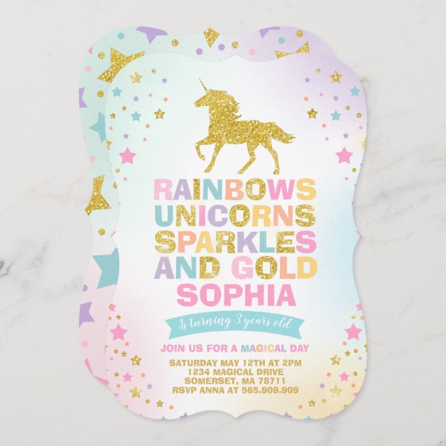 Partido mágico do unicórnio do convite do (Frente/Verso)