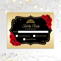 Partido RSVP Quinceanera - Cartão Vermelho Negro D