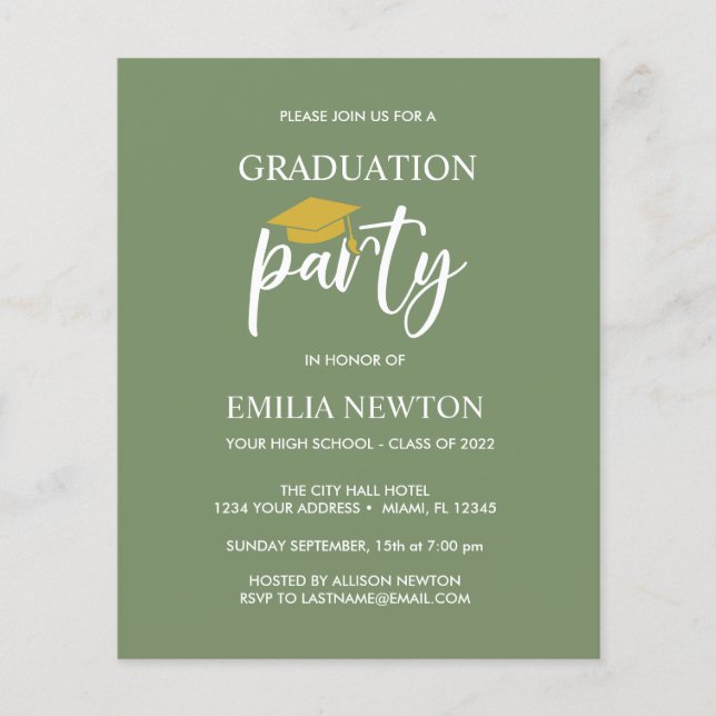 Partido Sage do Boné de formatura de Tassel Dourad (Frente)